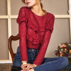 SEZANE Ninon Lace Blouse - size 38 (US size 6)